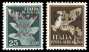 ARONA 1945 - 25 cent. e 50 cent. posta aerea ... 