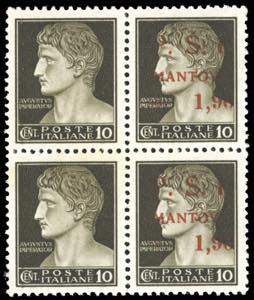MANTOVA 1945 - 1,90 lire su 10 cent., blocco ... 