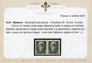 MANTOVA 1945 - 1,85 lire su 15 ... 