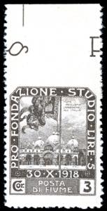 FIUME 1919 - 3 cor. Plebiscito, non ... 