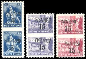 FIUME 1919 - 5 cent. su 25 cent., 15 cent. ... 