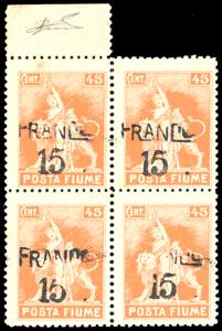 FIUME 1919 - 15 cent. su 45 cent. Posta ... 