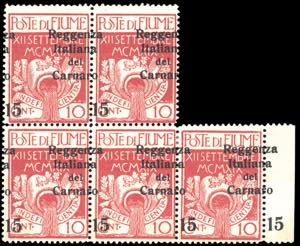 FIUME 1920 - 15 cent. su 10 cent. ... 