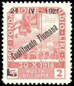 FIUME 1921 - 2 lire soprastampato ... 