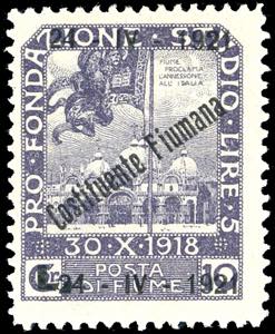 FIUME 1922 - 10 lire soprastampato ... 
