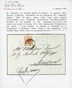1853 - 15 cent. rosso, III tipo, ... 