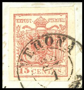 1853 - 15 cent. rosso, III tipo, ... 