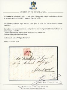 1853 - 15 cent. rosso, III tipo, ... 