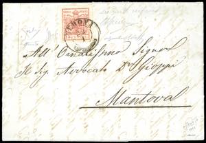 1853 - 15 cent. rosso, III tipo, CARTA ... 