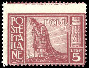 1932 - 5 lire Pittorica, dent. 14, ... 