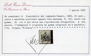 1857 - 10 cent. nero, carta a ... 