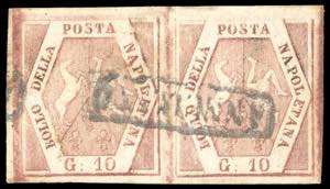 1858 - 10 grana rosa brunastro, I tavola ... 