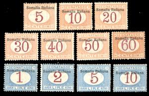 SEGNATASSE 1909 - Somalia Italiana in alto, ... 