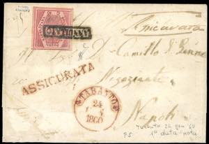 1860 - 10 grana rosa carminio, falso per ... 