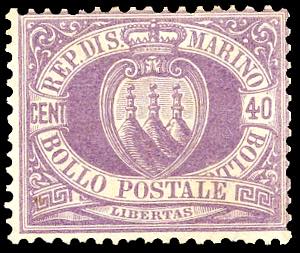 1877 - 40 cent. violetto Stemma (7), buona ... 