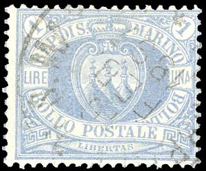 1894 - 1 lira oltremare Stemma (31), usato, ... 