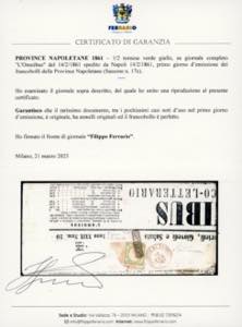 1861 - 1/2 tornese verde giallo ... 