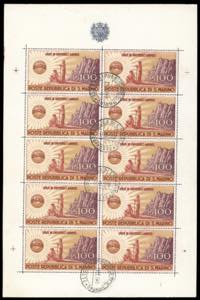 1946 - 100 lire UNRRA, minifoglio di 10 ... 