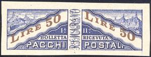 1956 - 50 lire oltremare cupo e bruno, prova ... 