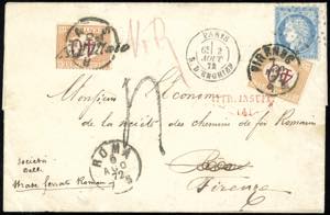 FRANCIA/ITALIA 1872 - Redirected two times, ... 