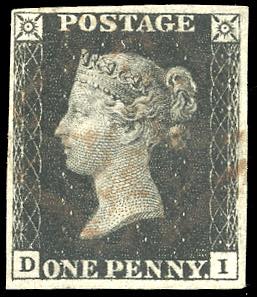 GRAN BRETAGNA 1840 - 1 p. nero, Penny Black, ... 