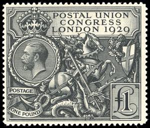 GRAN BRETAGNA 1929 - 1  £ UPU (183), nuovo, ... 