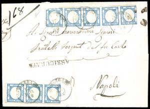 1862 - 2 grana azzurro chiaro (20), striscia ... 