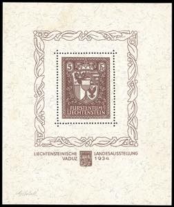 LIECHTENSTEIN FOGLIETTI 1934 - 5 fr. Vaduz, ... 