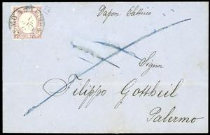 1861 - 5 grana rosa lilla (21b), margine ... 
