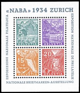 SVIZZERA FOGLIETTI 1934 - NABA, foglietto ... 