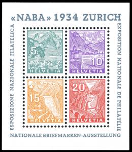 SVIZZERA FOGLIETTI 1934 - NABA, foglietto ... 