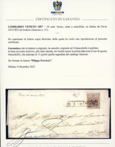 1855 - 30 cent. bruno, carta a ... 