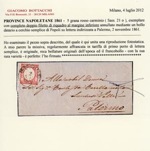 1861 - 5 grana rosso carminio, ... 