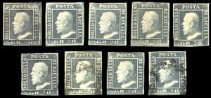 SICILIA 1859 - 20 grana, nove esemplari ... 