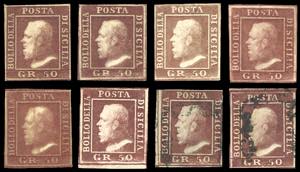 SICILIA 1859 - 50 grana sei esemplari nuovi ... 
