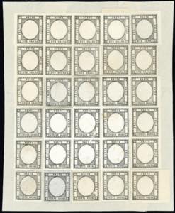 1861 - Prova della pietra in nero con tre ... 