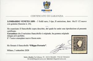 1858 - 3 soldi nero grigio, I ... 