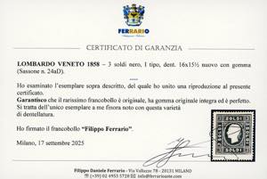 1858 - 3 soldi nero grigio, I ... 