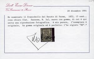 1852 - 15 cent. rosa chiaro (3a), ... 