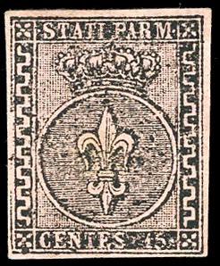 1852 - 15 cent. rosa, greca larga a sinistra ... 