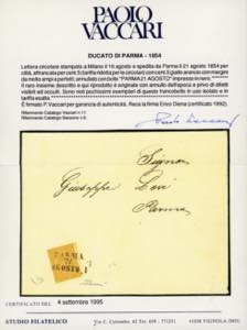 1854 - 5 cent. giallo arancio, ... 