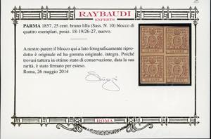 1857 - 25 cent. bruno lilla (10), ... 