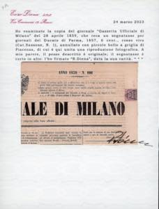 1857/59 - 6 cent. rosa vivo (1), ... 