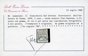 1859 - 5 cent. verde azzurro (12b ... 