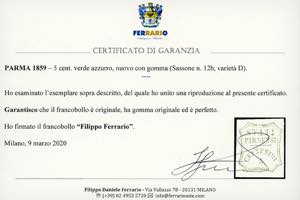 1859 - 5 cent. verde azzurro (12b ... 