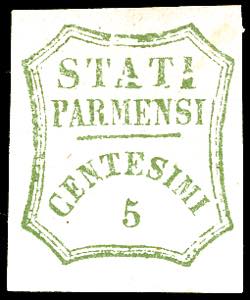 1859 - 5 cent. verde azzurro (12b varietà ... 