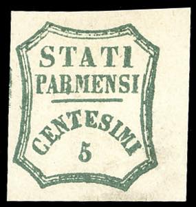 1859 - 5 cent. verde azzurro, I ... 