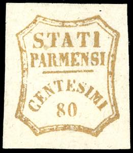 1859 - 80 cent. bistro arancio (18b), nuovo, ... 