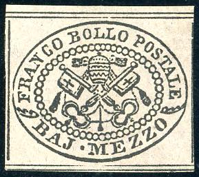 1852 - 1/2 baj grigio lilla (1c), perfetto e ... 