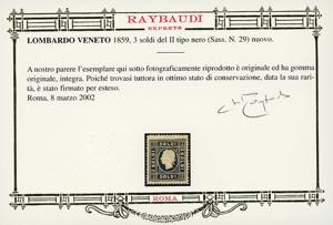 1859 - 3 soldi nero, II tipo (29), ... 